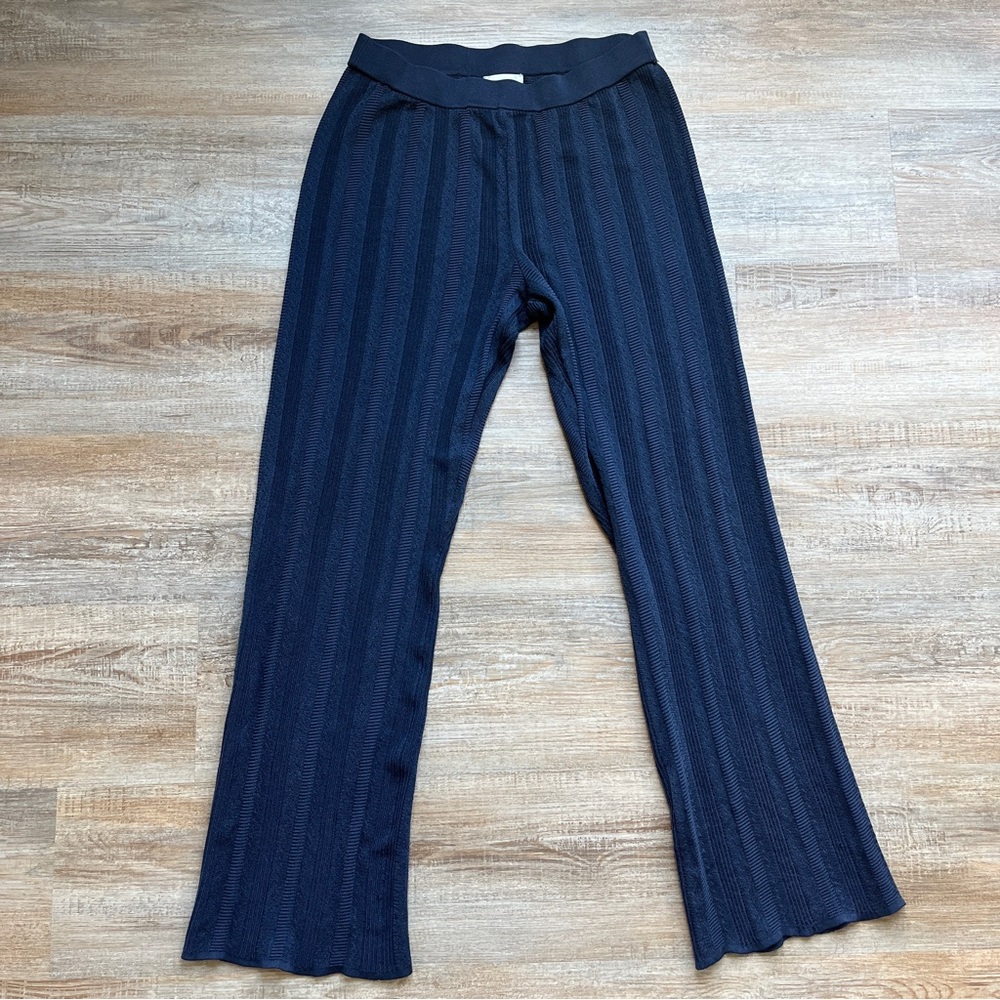 Carlisle New York Leilia Navy Knitted Palazzo wide leg pant MED EUC